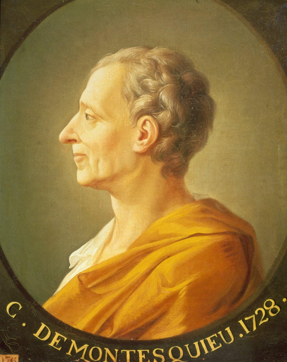 Montesquieun (1689 - 1755) muotokuva medaljongissa tekijältä French School