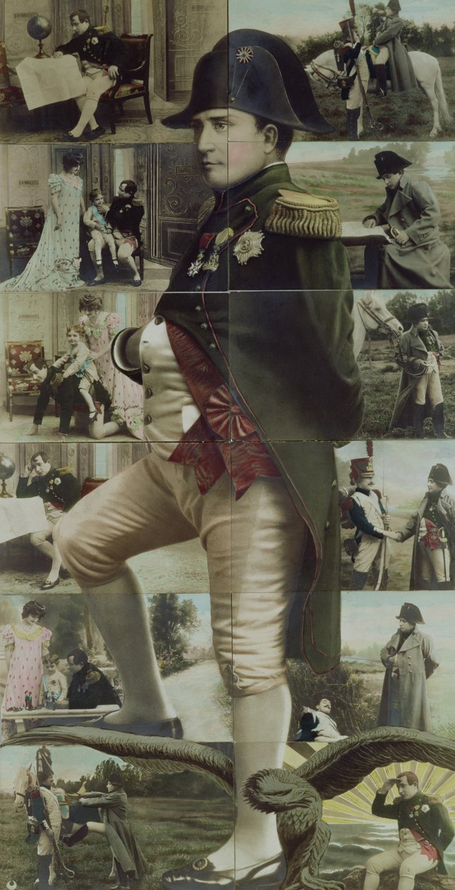 Napoleon Bonaparten (1769-1821) muotokuva ja kohtauksia hänen elämästään 1800-1900-luvulta (värivalokuva) tekijältä French School