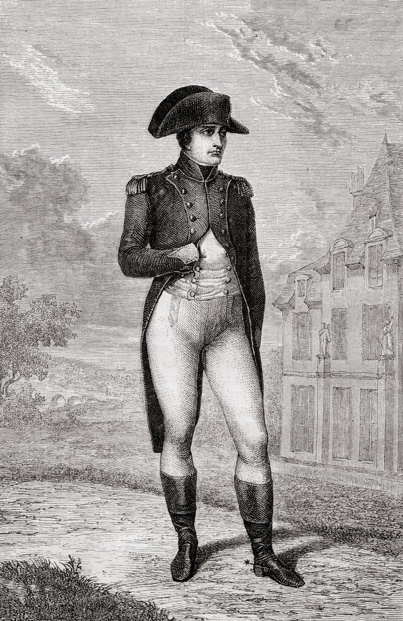 Napoleon Bonaparten muotokuva Louis Blancin teoksesta Ranskan vallankumouksen historia tekijältä French School