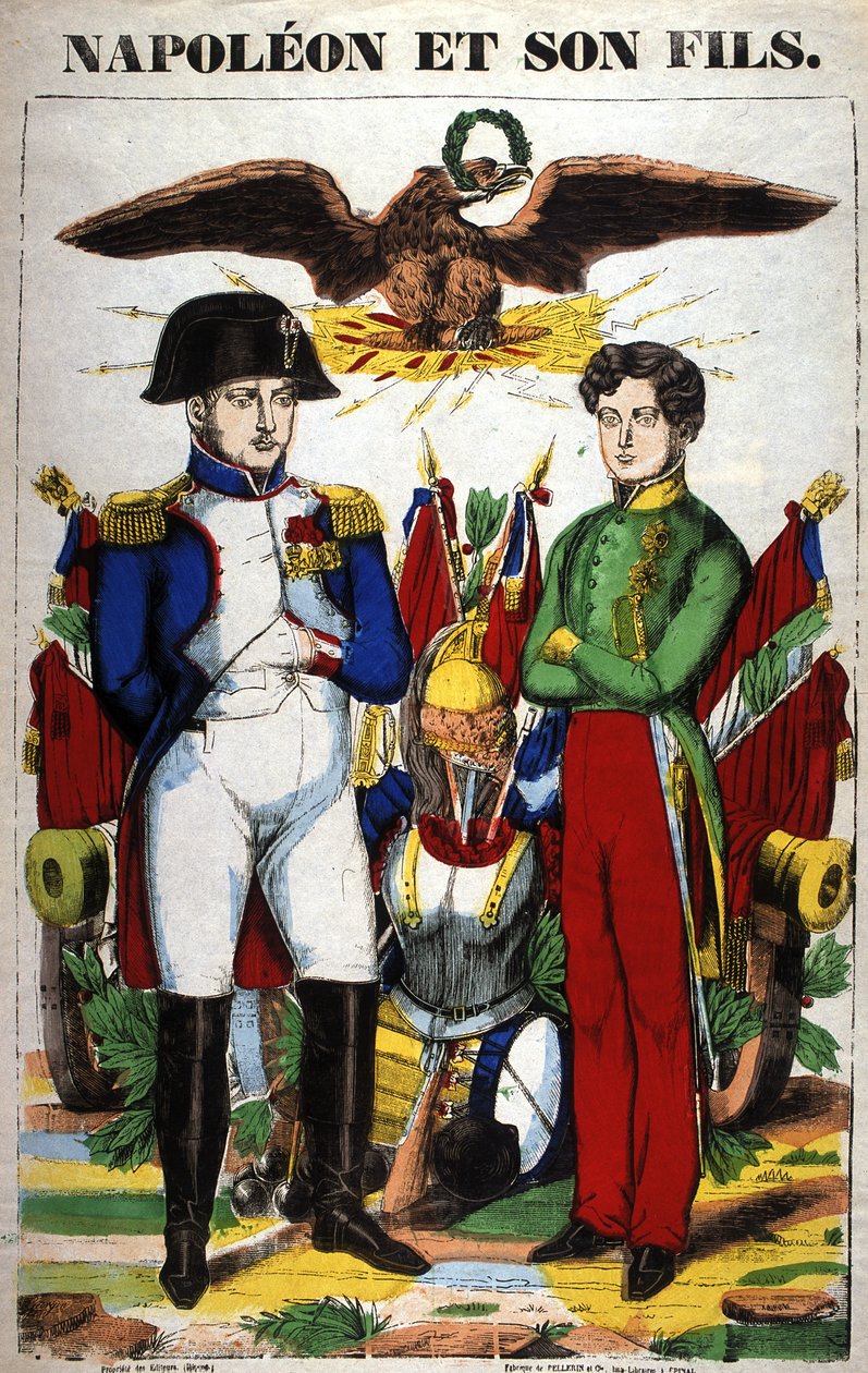 Napoleon I:n ja hänen poikansa Napoleon II:n muotokuva. Kuva Epinalista tekijältä French School
