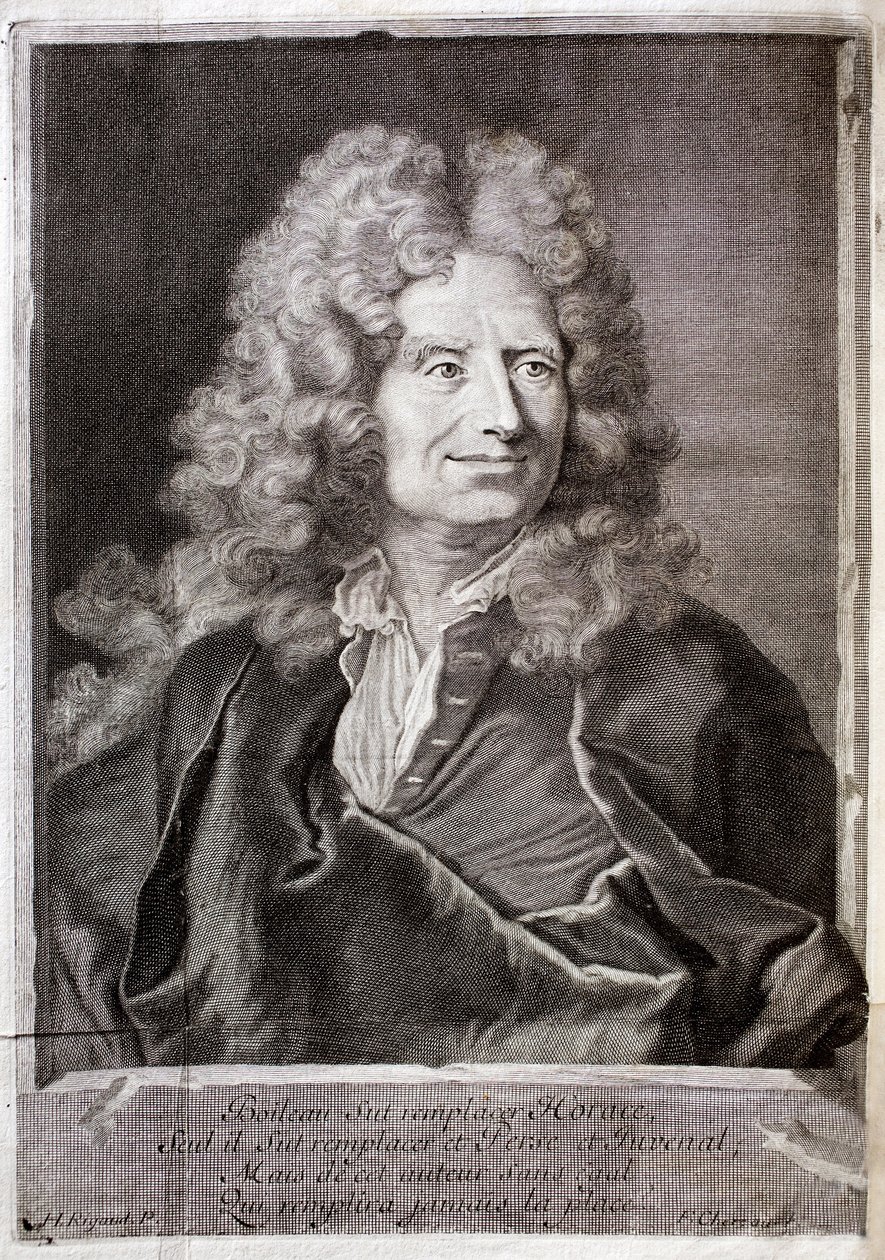 Muotokuva Nicolas Boileausta, joka tunnetaan myös nimellä Boileau Despreaux (Boileau-Despreaux) (1636-1711), runoilija, kirjailija. Kaiverrus M. Boileau Despreaux