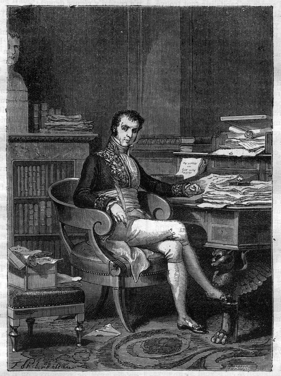 Ranskalaisen poliitikon Nicolas Francois Mollienin (1758-1850) muotokuva - Adolphe Thiersin teoksessa "Imperiumin historia konsulaatin historiaa seuranneessa" - 1879 - yksityinen kokoelma tekijältä French School