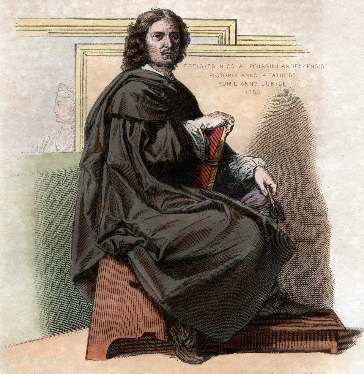 Ranskalaisen taidemaalarin Nicolas Poussinin (1594-1665) muotokuva. tekijältä French School
