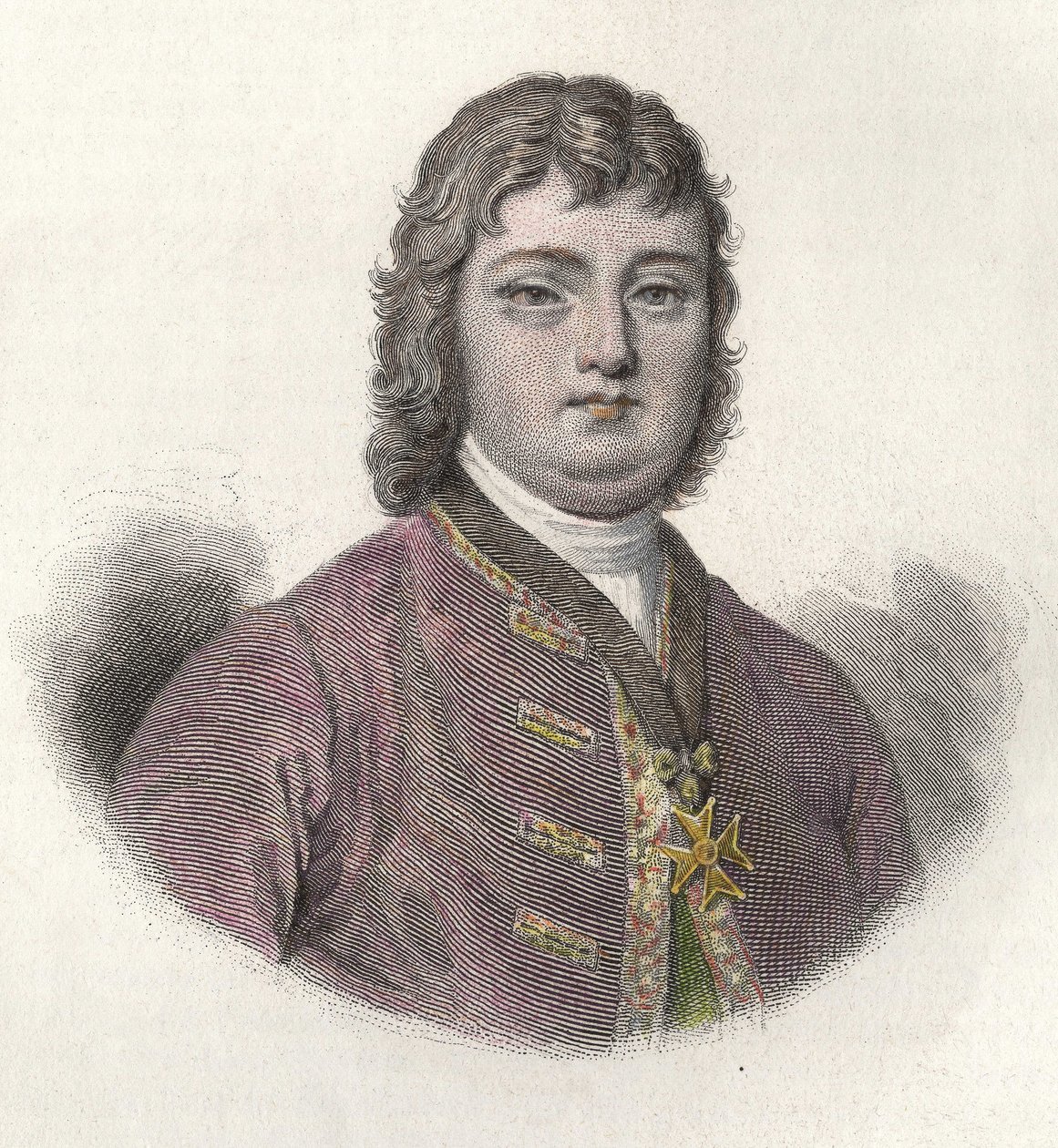 Muotokuva Nicolas Roze dit le Chevalier Roze (1675-1733), ranskalainen sotilas ja kuvernööri. teoksessa "Portraits des Hommes Useful". tekijältä French School