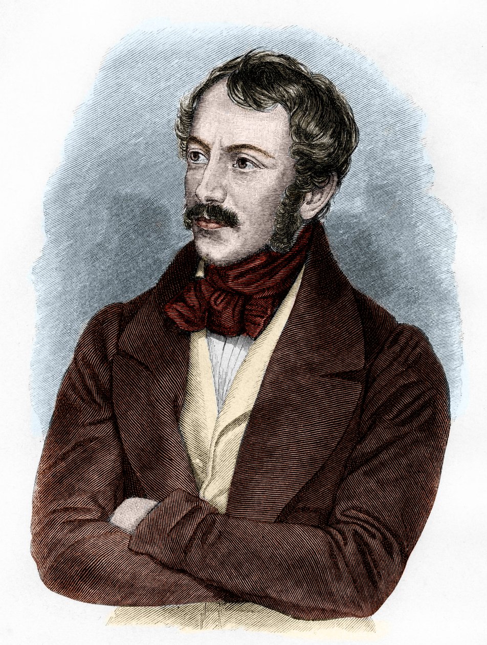 Nikolaus Lenaun muotokuva (värikaiverrus) tekijältä French School