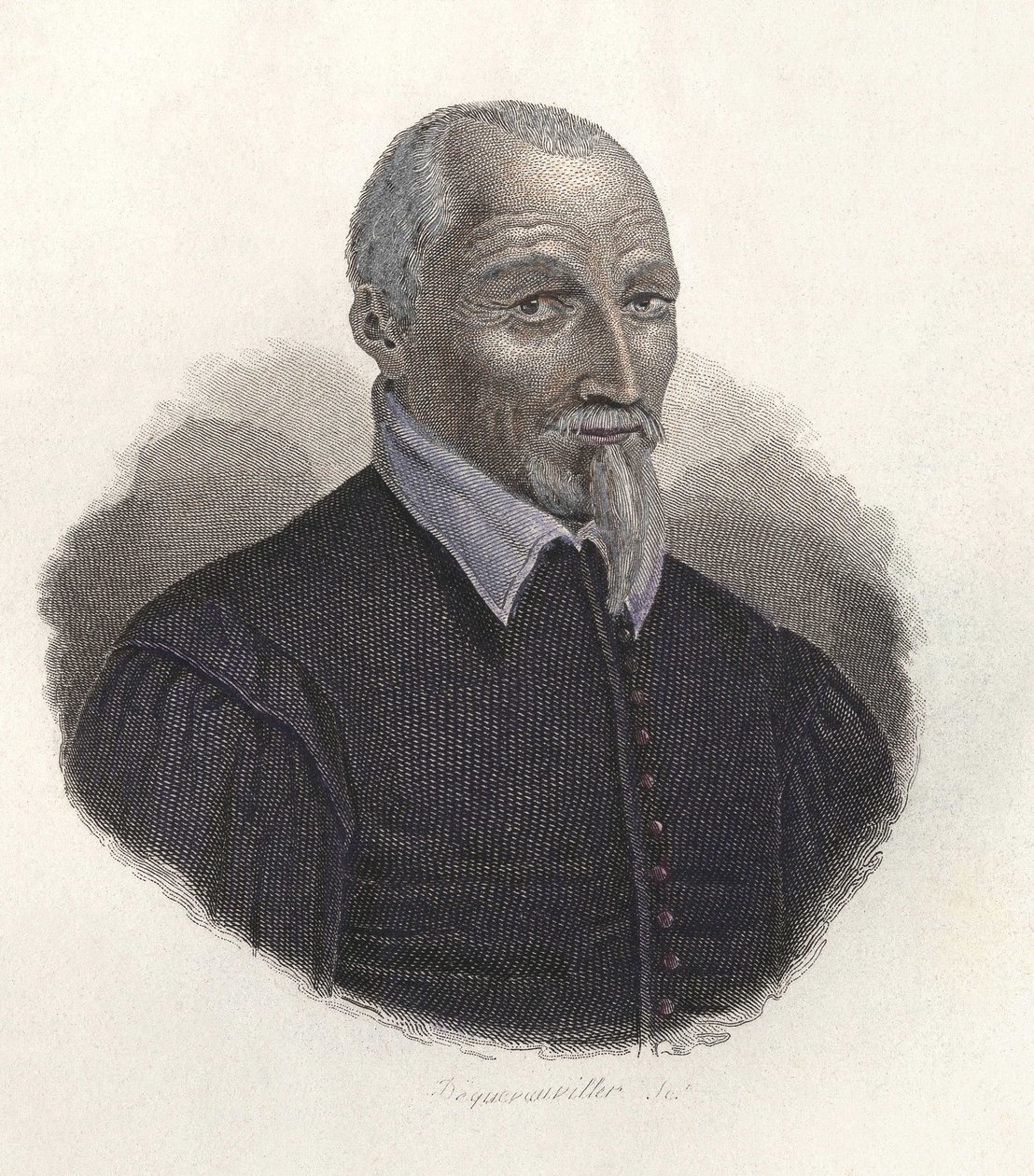Olivier de Serresin (1539-1619), ranskalaisen agronomin muotokuva. "" Hyödyllisten miesten muotokuvissa" tekijältä French School