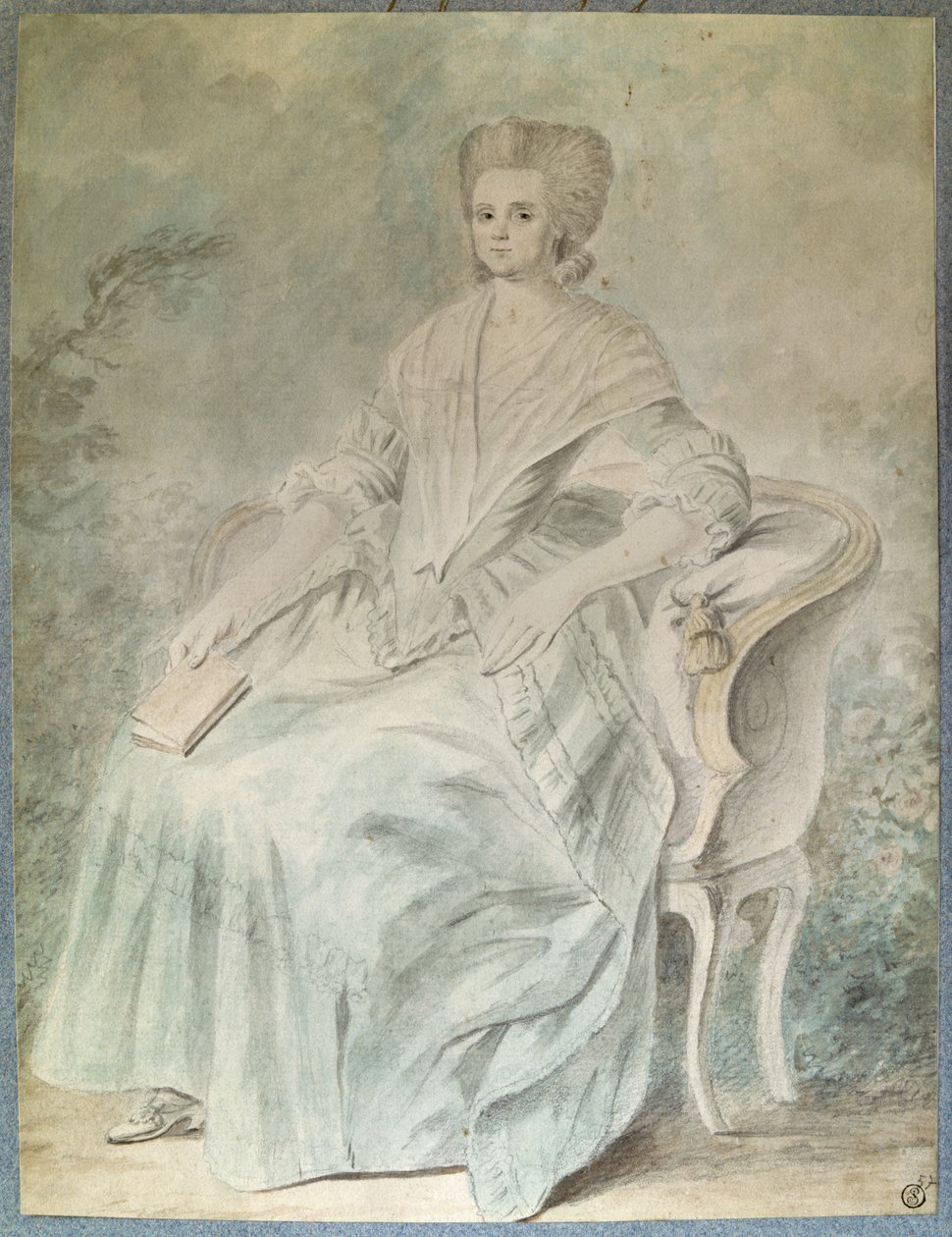 Olympe de Gougesin (leski Aubry, joka tunnetaan myös nimellä Marie Gouze) muotokuva (Madame Aubry) (1748-1793), feministi, poliitikko ja kirjailijanainen. Nimetön 1700-luvun akvarelli. Himmeä. 0,21 x 0,28 m. Pariisi, Louvre-museo tekijältä French School