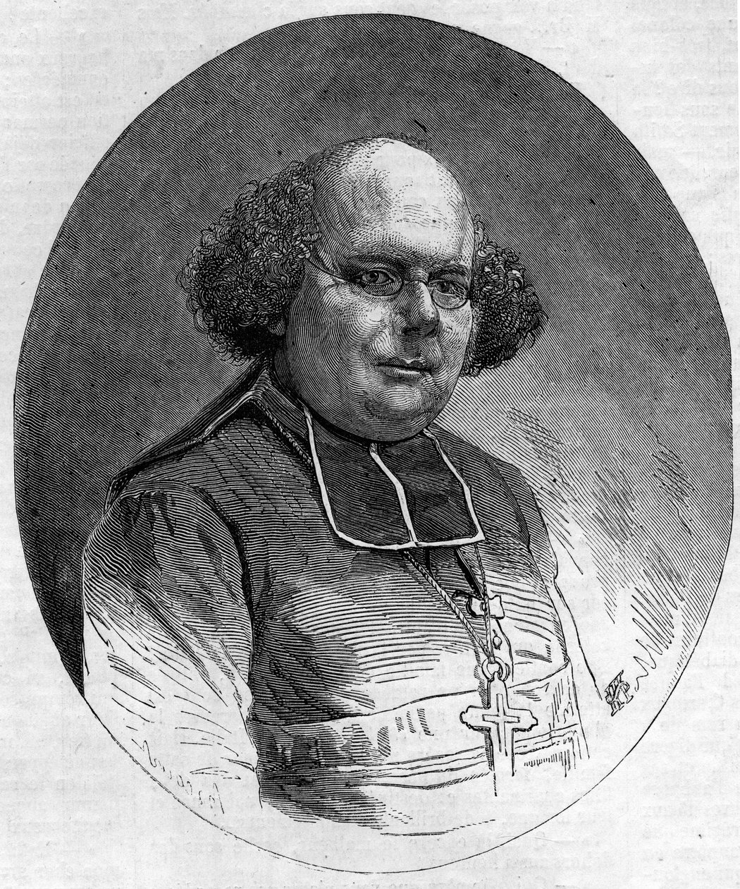 Patrice Cruicen (1815-1866) muotokuva, Marseillen piispa 1861-1865. Kaiverrus "" Le Monde Illustré" -julkaisussa nro 232, 21. syyskuuta tekijältä French School