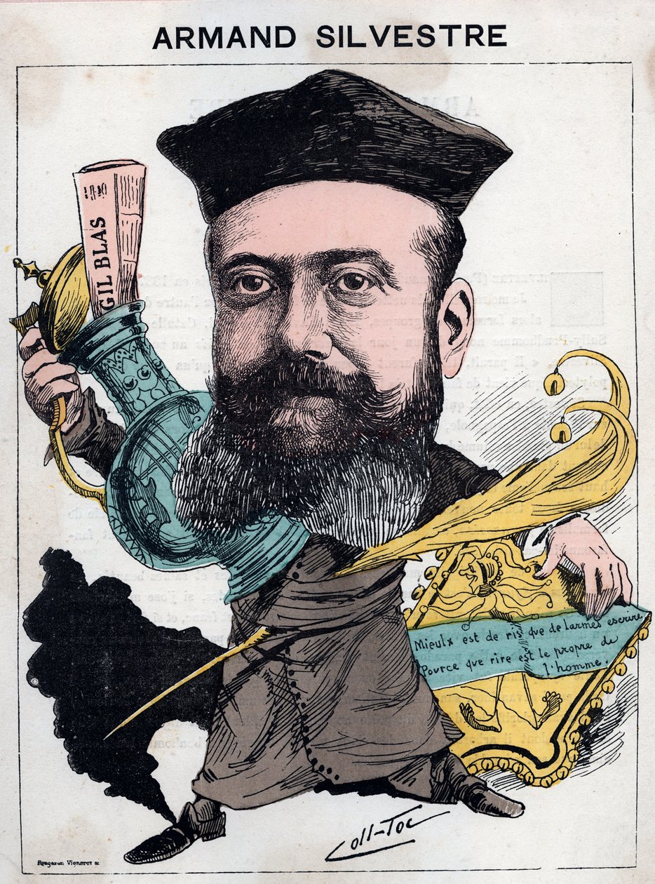 Muotokuva Paul Armand (Paul-Armand) Silvestre (1837-1901), ranskalainen runoilija - sarjakuva muiden (Collignon ja Tocqueville) elokuvassa "" Les Hommes d