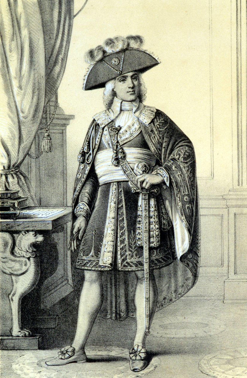 Ranskalaisen poliitikon Paul de Barrasin (1755-1829) muotokuva. - Albert Maurinin ""Ranskan vallankumouksen historiallisessa galleriassa"". tekijältä French School
