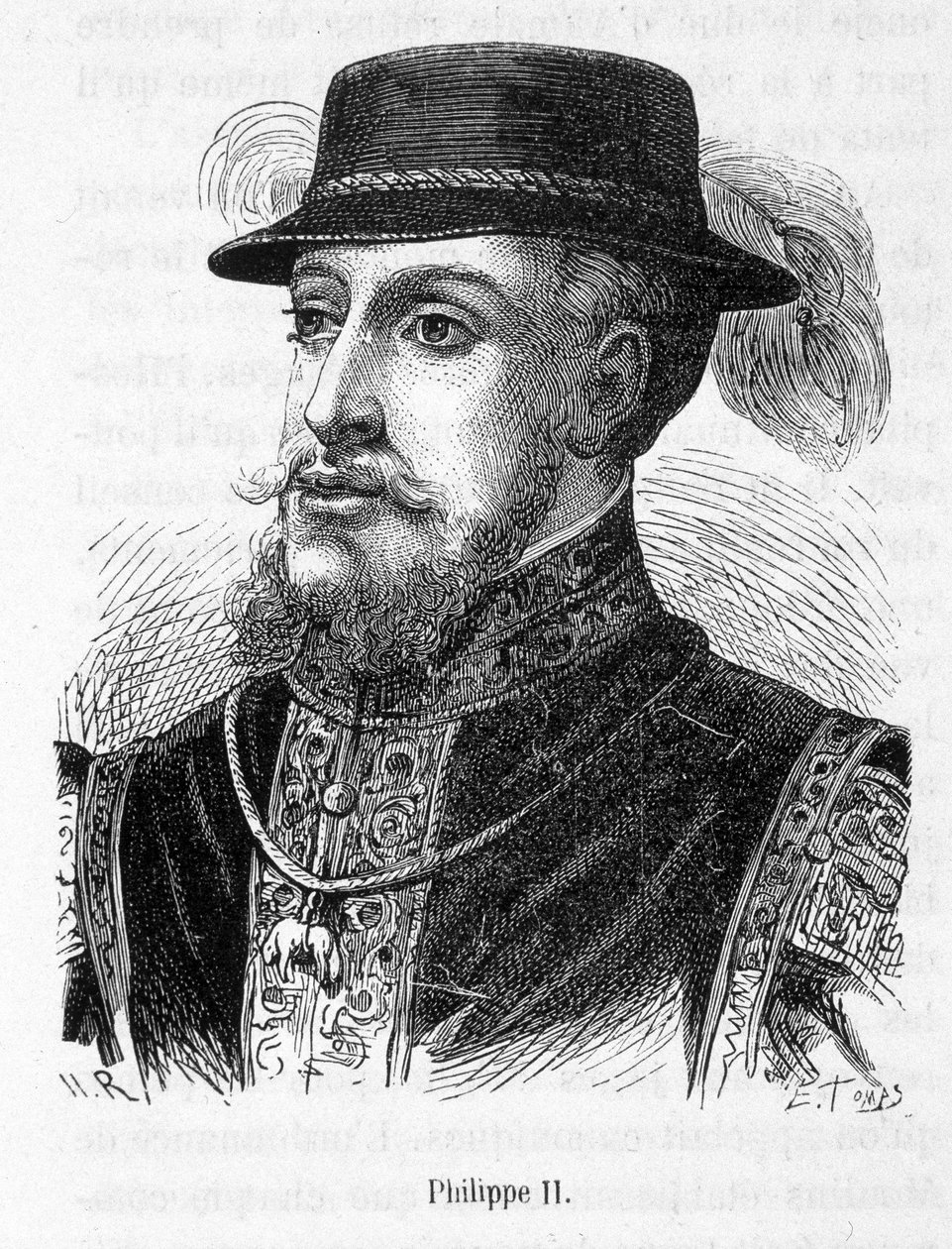 Muotokuva Philip II:sta (Philippe-Auguste) - Henri Martinin "Ranskan historiassa". tekijältä French School