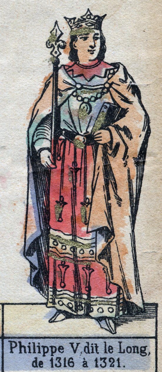 Muotokuva Philip V:stä Ranskasta, dit Philippe le Longista (1291-1322) (Kapetsialaisten dynastia). Kuvitus 1800-luvun lopulla. tekijältä French School