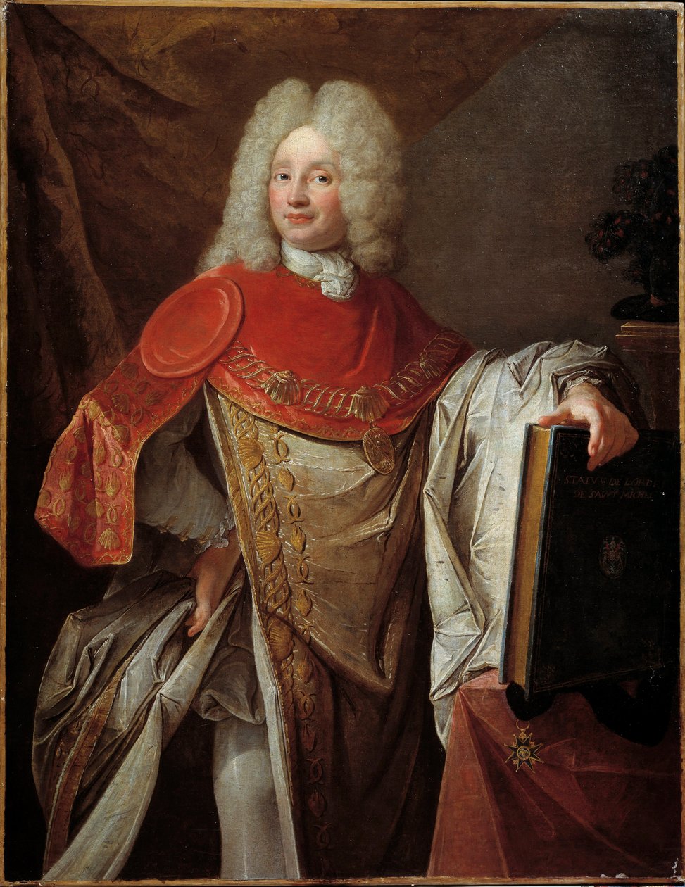 Muotokuva Philippe Joseph Perrotin de Barmondista, Pyhän Mikaelin ritarista ranskalaisen koulukunnan maalausritarikunnan puvussa. 1720 Su. 1,33x1,03 m Pariisi, Legion of Honor -museo - Philippe Joseph Perrotinin muotokuva Barmondista, Chevalier de tekijältä French School