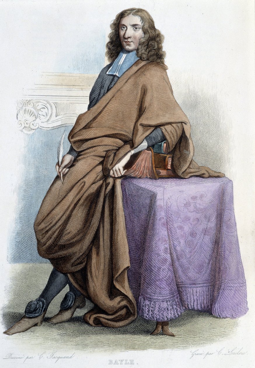 Pierre Baylen, ranskalaisen filosofin ja kirjailijan (1647-1706) muotokuva - teoksessa "Le Plutarque francais", kirjoittanut Mennechet tekijältä French School
