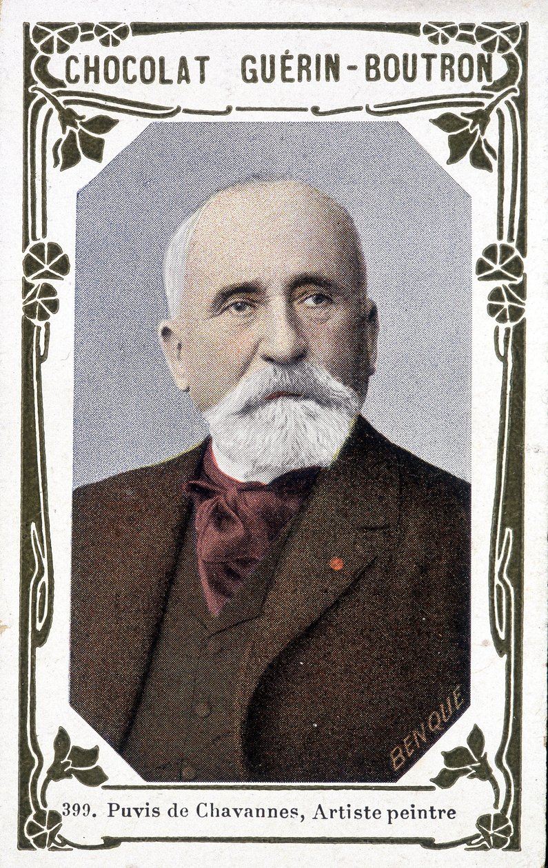 Ranskalaisen taidemaalarin Pierre Puvis de Chavannesin (1824-1898) muotokuva. Vignetti Guérin - Boutron-suklaata. tekijältä French School