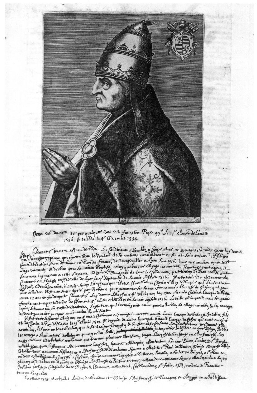 Paavi Johannes XXII:n (1244-1334) muotokuva tekijältä French School