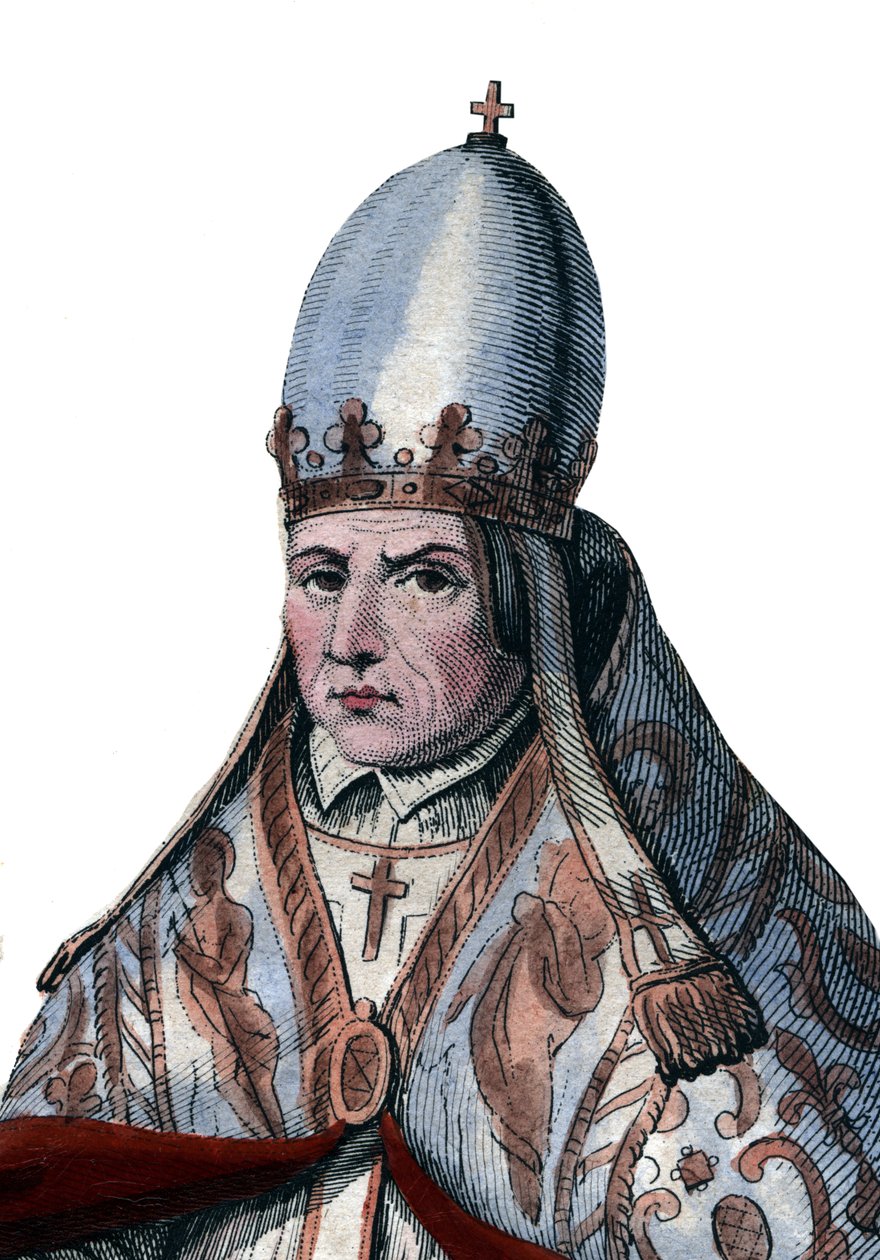 Paavi Sylvester II:n (tai Silvester II:n) muotokuva (n. 938-1003). tekijältä French School