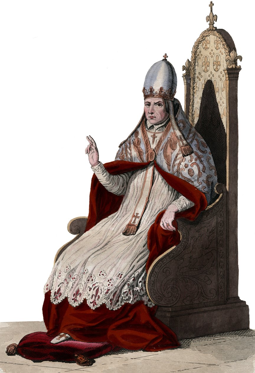Paavi Sylvester II:n (tai Silvester II:n) muotokuva (n. 938-1003). tekijältä French School