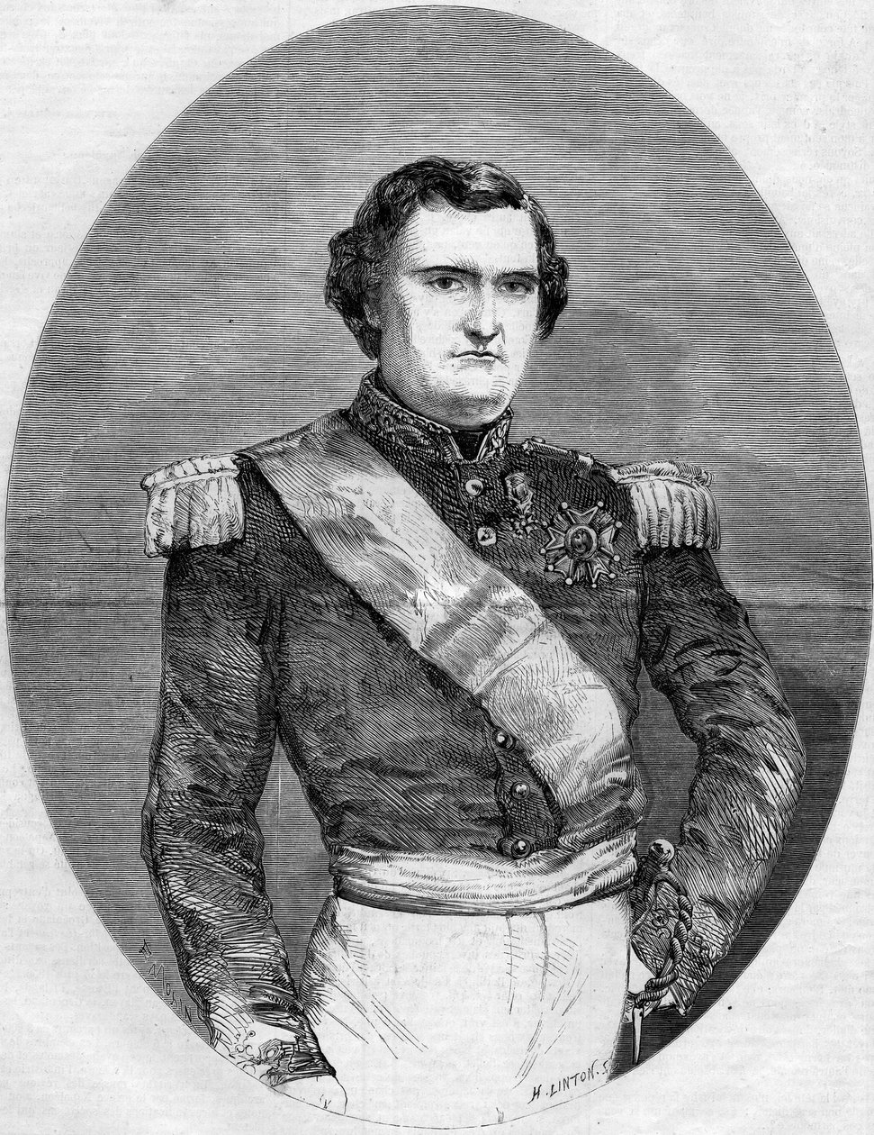 Prinssi Napoleon Joseph Charles Paul Bonaparten (1822-1891) muotokuva. Kaiverrus "" Le Monde Illustré" -julkaisussa nro 94, 29. tammikuuta 1859. tekijältä French School