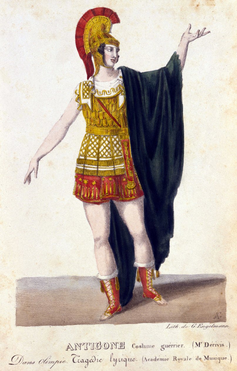 Muotokuva Prosper Derivisistä (1808-1880) Antigonen roolissa italialaisen säveltäjän Gaspare Spontinin (1774 - 1851) lyyrisessä tragediassa "Olympia". tekijältä French School