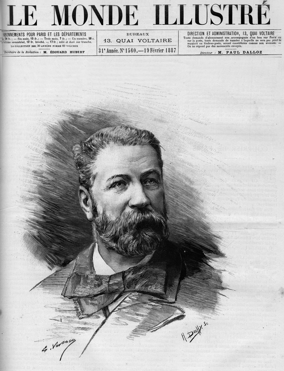 Raoul Duvalin (1832-1887), ranskalaisen asianajajan ja edustajan muotokuva World Illustrousissa 1887. tekijältä French School