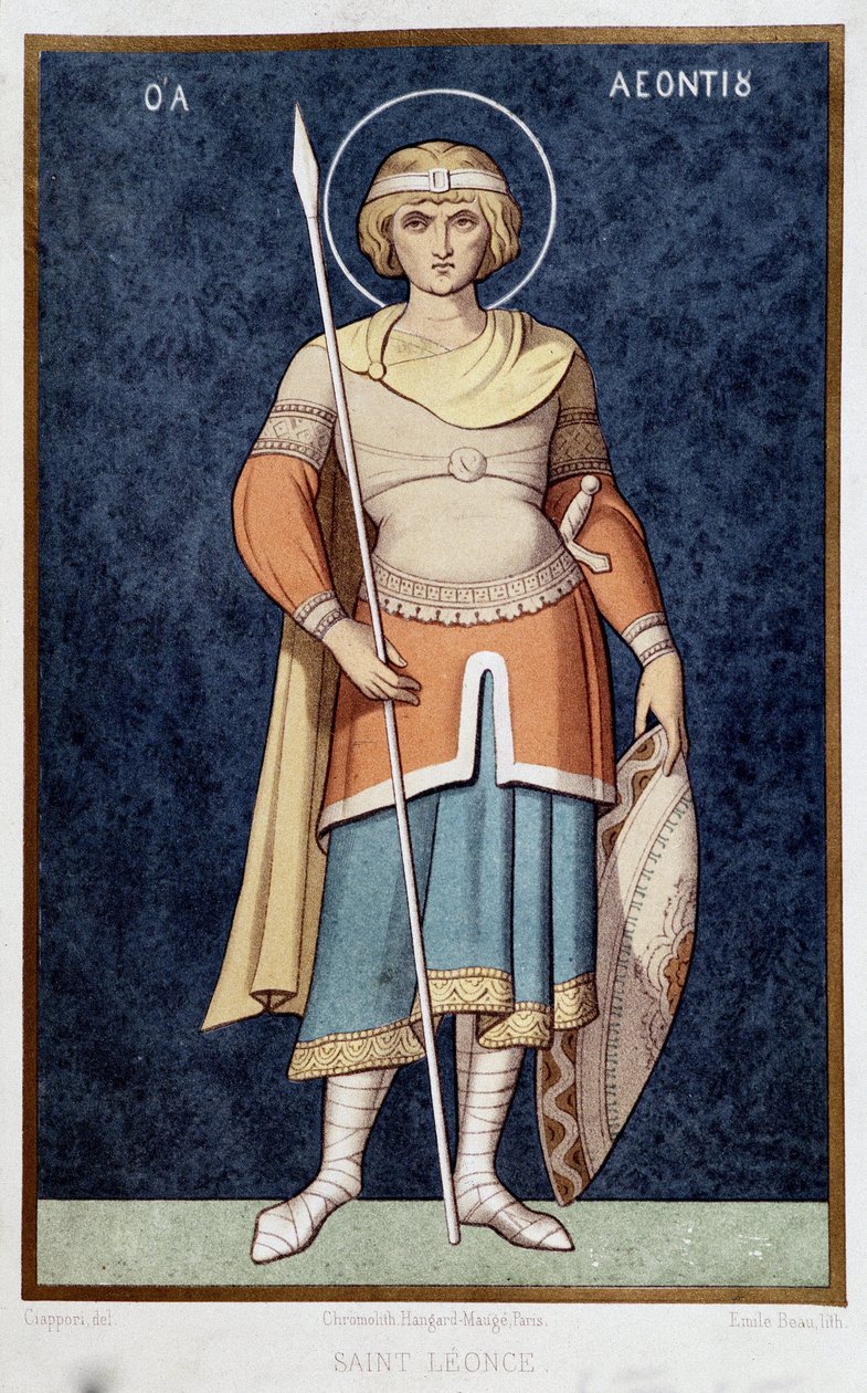 Pyhän Leoncen muotokuva kreikkalaisen mosaiikin 11. jälkeen tekijältä French School