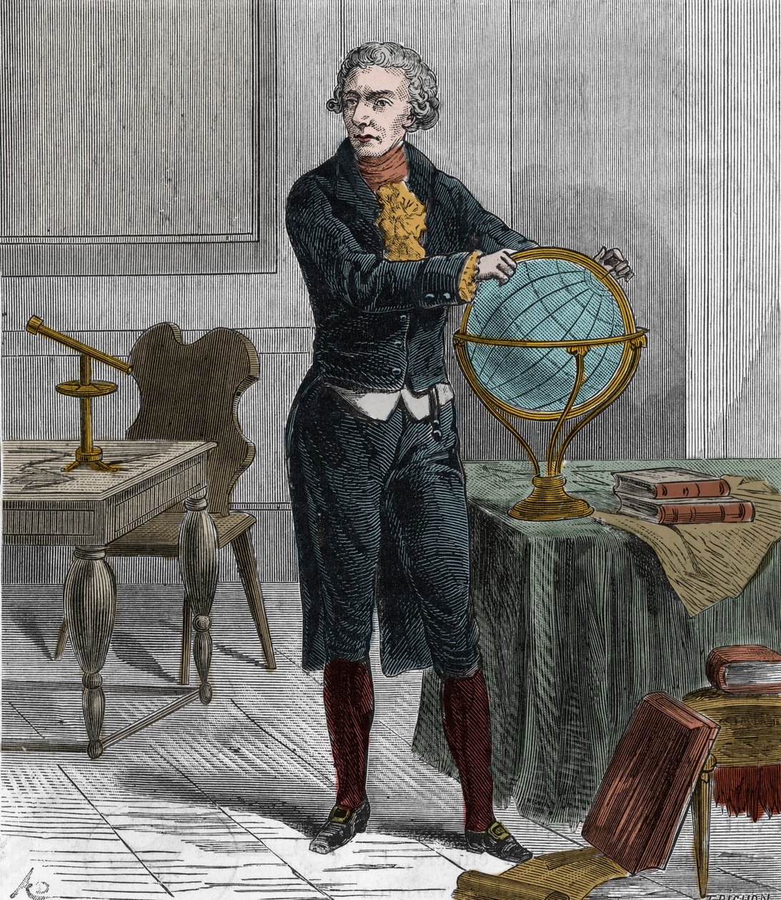 Sir Friedrich Wilhelm Herschelin (1738-1822), brittiläisen saksalaisen tähtitieteilijän ja fyysikon muotokuva - William Herschelin muotokuva saksalaissyntyinen brittiläinen tähtitieteilijä - Kaiverrus "" Tieteet kaikkien ulottuville - suosittu fysiikka ja  tekijältä French School