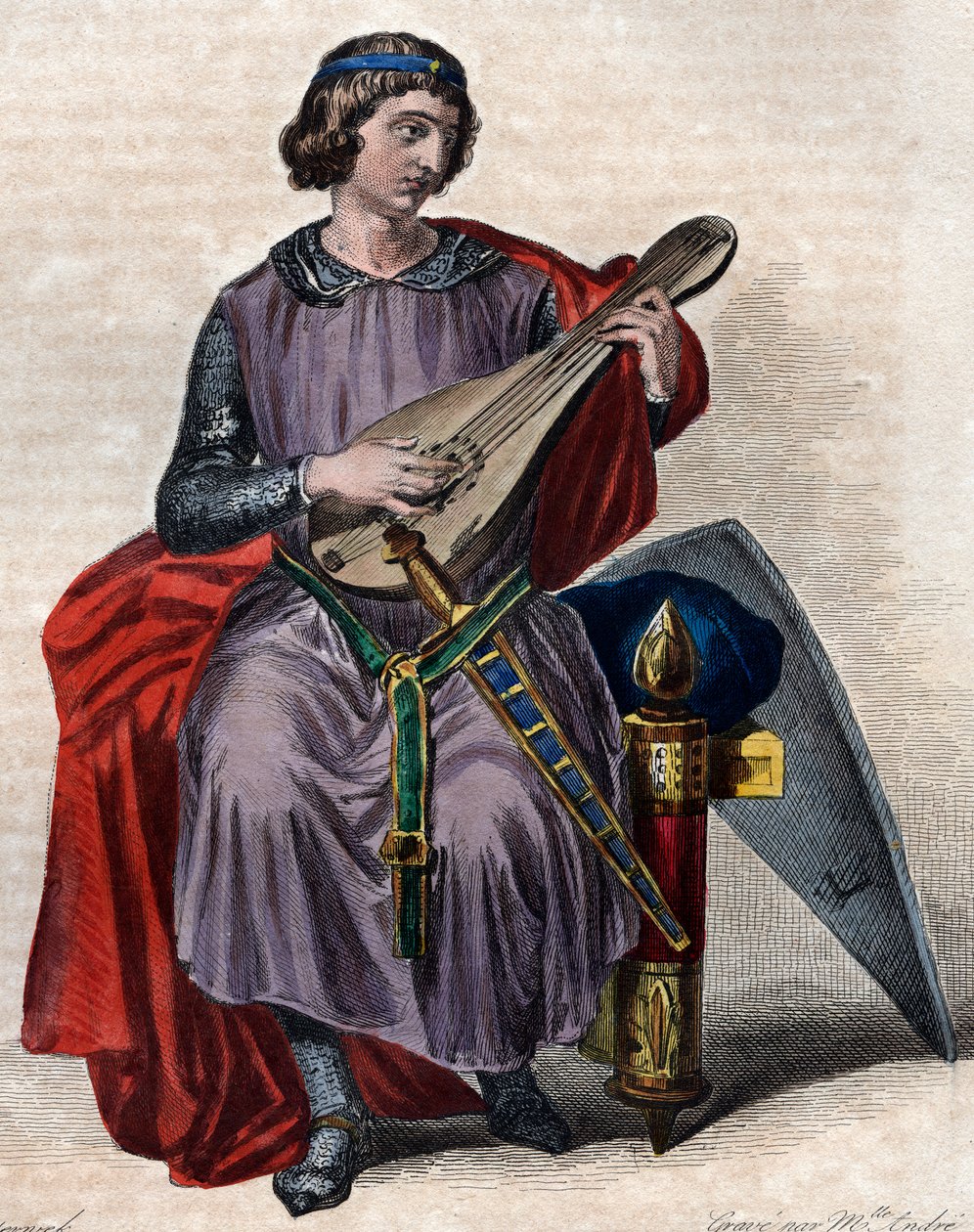 Theobald I:n (1201-1253), Champagnen kreivin (Theobald IV:nä) muotokuva syntymästä lähtien ja Navarran kuninkaan muotokuva vuodesta 1234. tekijältä French School