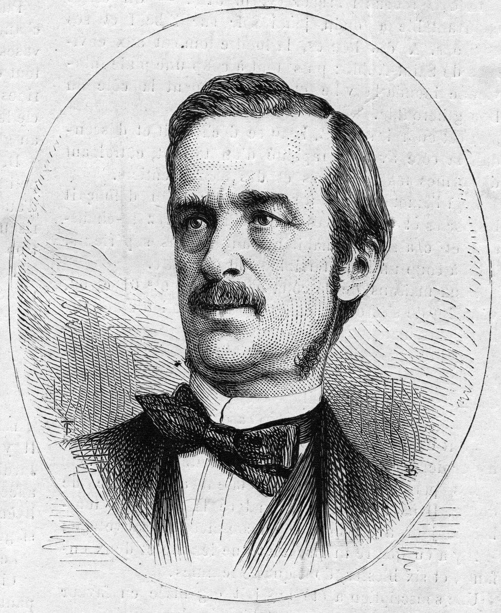 Urbano (Urbano) Ratazzi (1808-1873), italialaisen poliitikon muotokuva. Kaiverrus "" Kuvitettu maailma"" nro 844, 13. kesäkuuta 1873. tekijältä French School