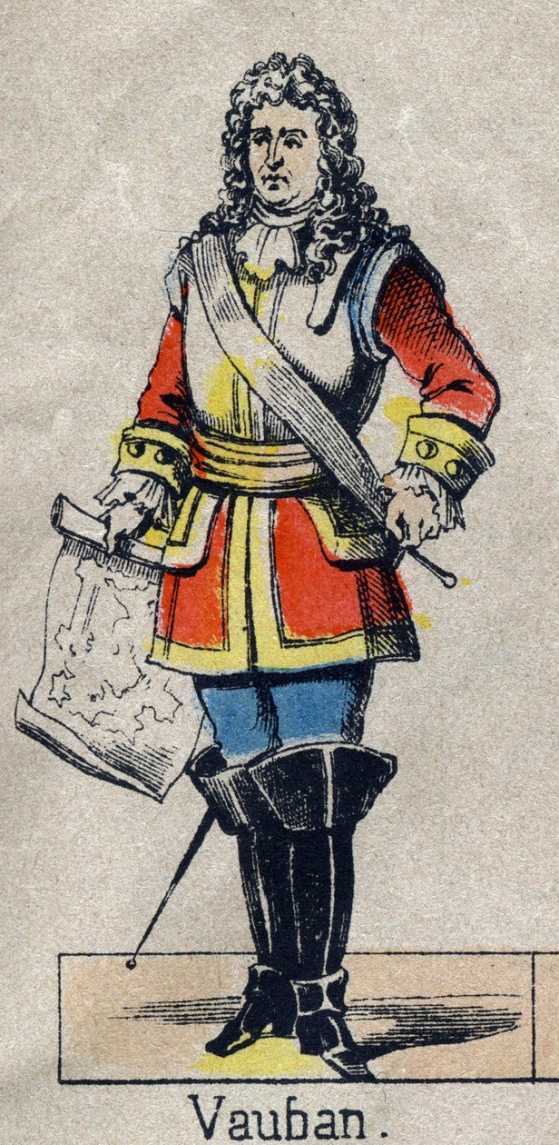 Muotokuva Vauban Sebastien the Prestrestä (1633-1707), ranskalainen marechal. Kuva Epinalista 1800-luvun lopulta. Yksityinen kokoelma. tekijältä French School
