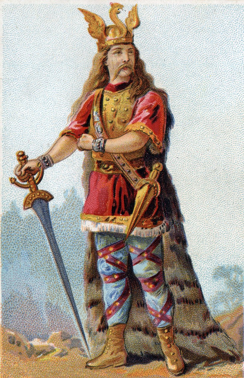 Gallialaisten kuninkaan Vercingetorixin (72-46 eKr.) muotokuva. Kromolitografia noin 1890. tekijältä French School