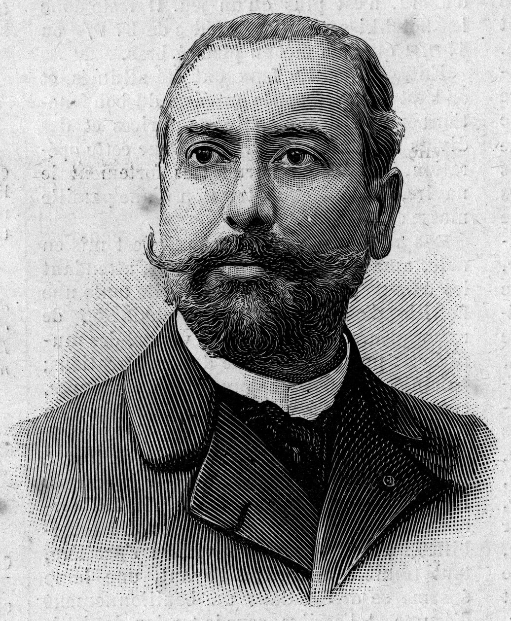 Victor Theophile Liotardin (1858-1916), ranskalaisen farmaseutin ja siirtomaamatkailijan muotokuva. Kaiverrus "" Journal des Voyages" -lehdessä 29. tammikuuta tekijältä French School