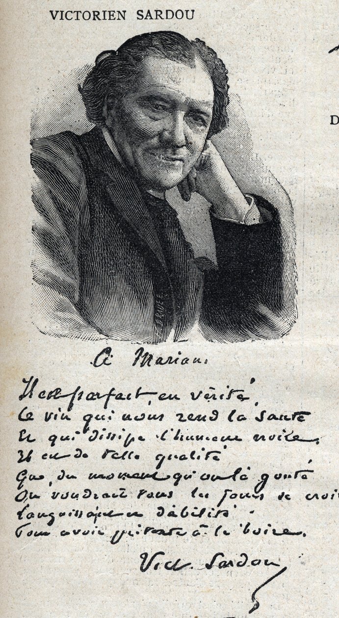 Viktoriaanisen Sardoun (1831-1908), näytelmäkirjailijan muotokuva elokuvassa "Le Petit Parisien" tekijältä French School