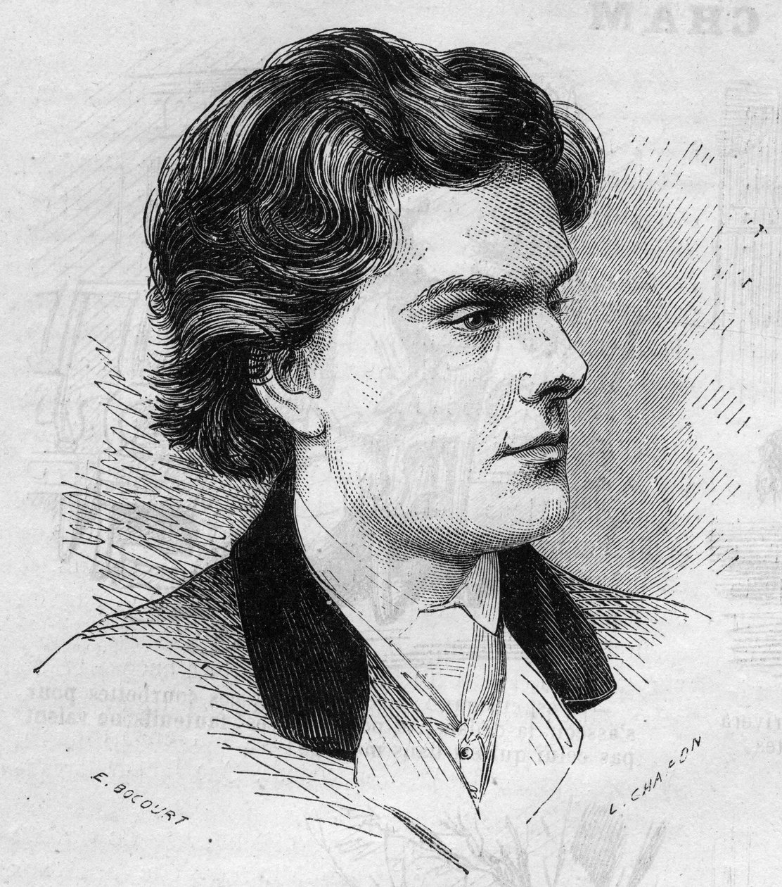 Muotokuva Wilhelmystä, viulisti, 21 vuotta 1867. Kaiverrus "" Le Monde Illustré" -julkaisussa nro 516, 2. maaliskuuta tekijältä French School