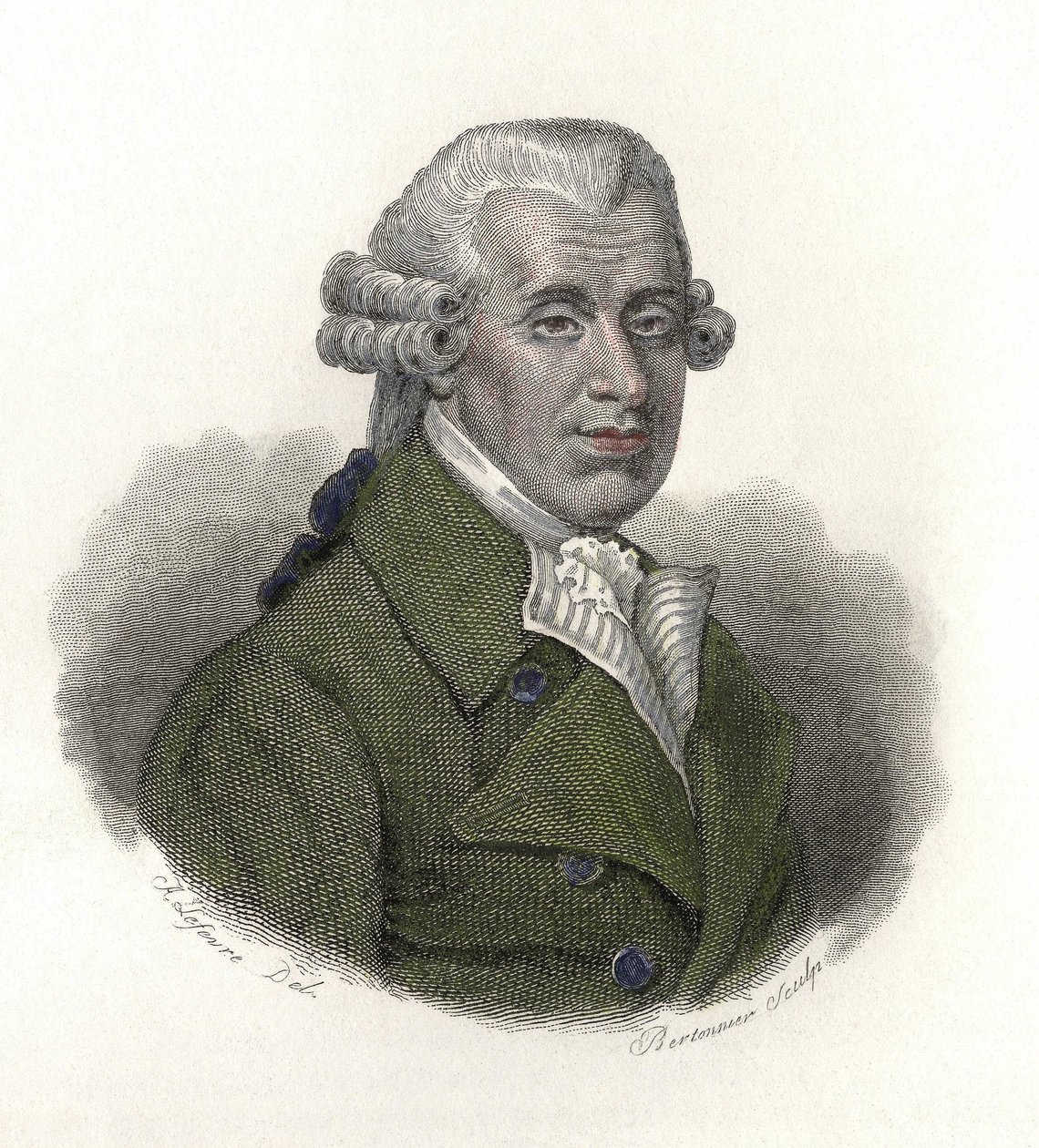 Englannin lääkärin William Hawesin (1736-1808) muotokuva. "" Hyödyllisten miesten muotokuvia"" tekijältä French School