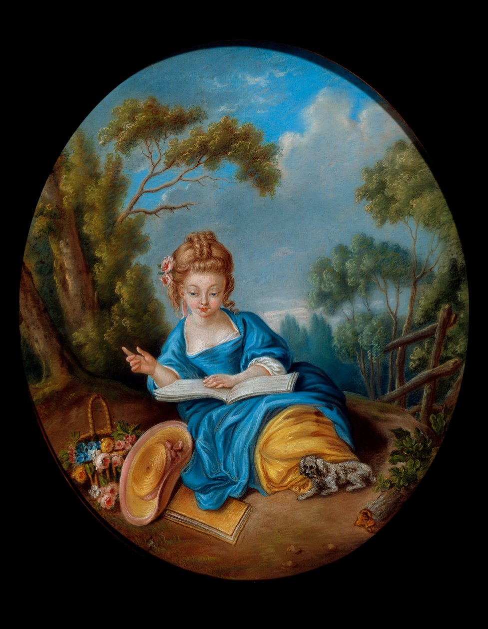 Muotokuva lukevasta tytöstä. 1700-luvun ranskalainen koulu. Coll. Osa. tekijältä French School
