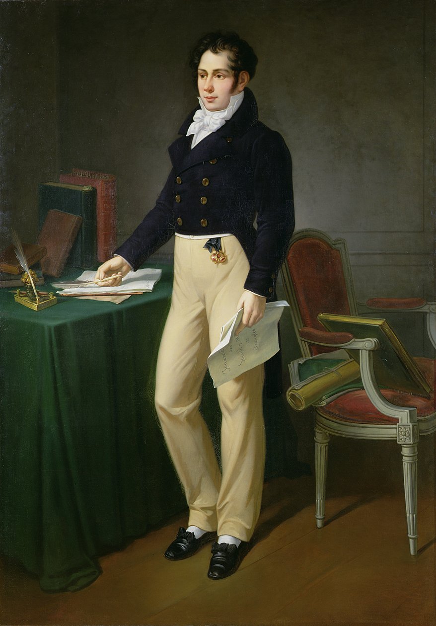 Muotokuva nuoresta miehestä pitelemässä Journal des Sourds-Muets et Aveugles -lehteä, n. 1830-40 tekijältä French School