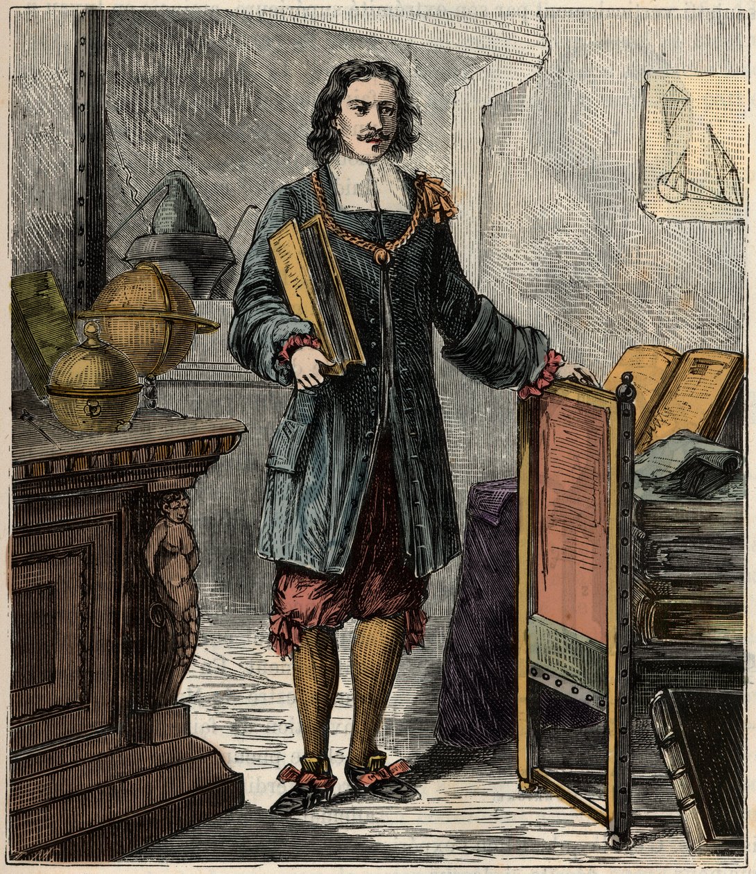 Saksalaisen insinöörin ja fyysikon Otto von Guericken (1602-1686) muotokuva - Otto von Guericken (Otto de Guericke) muotokuva tekijältä French School