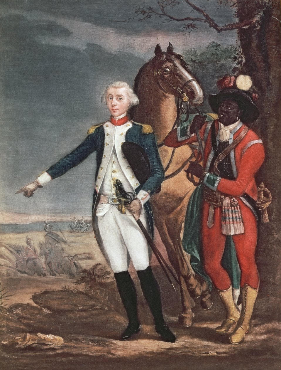 Marquis de La Fayetten muotokuva avustajan kanssa Yhdysvaltain vapaussodan aikana tekijältä French School