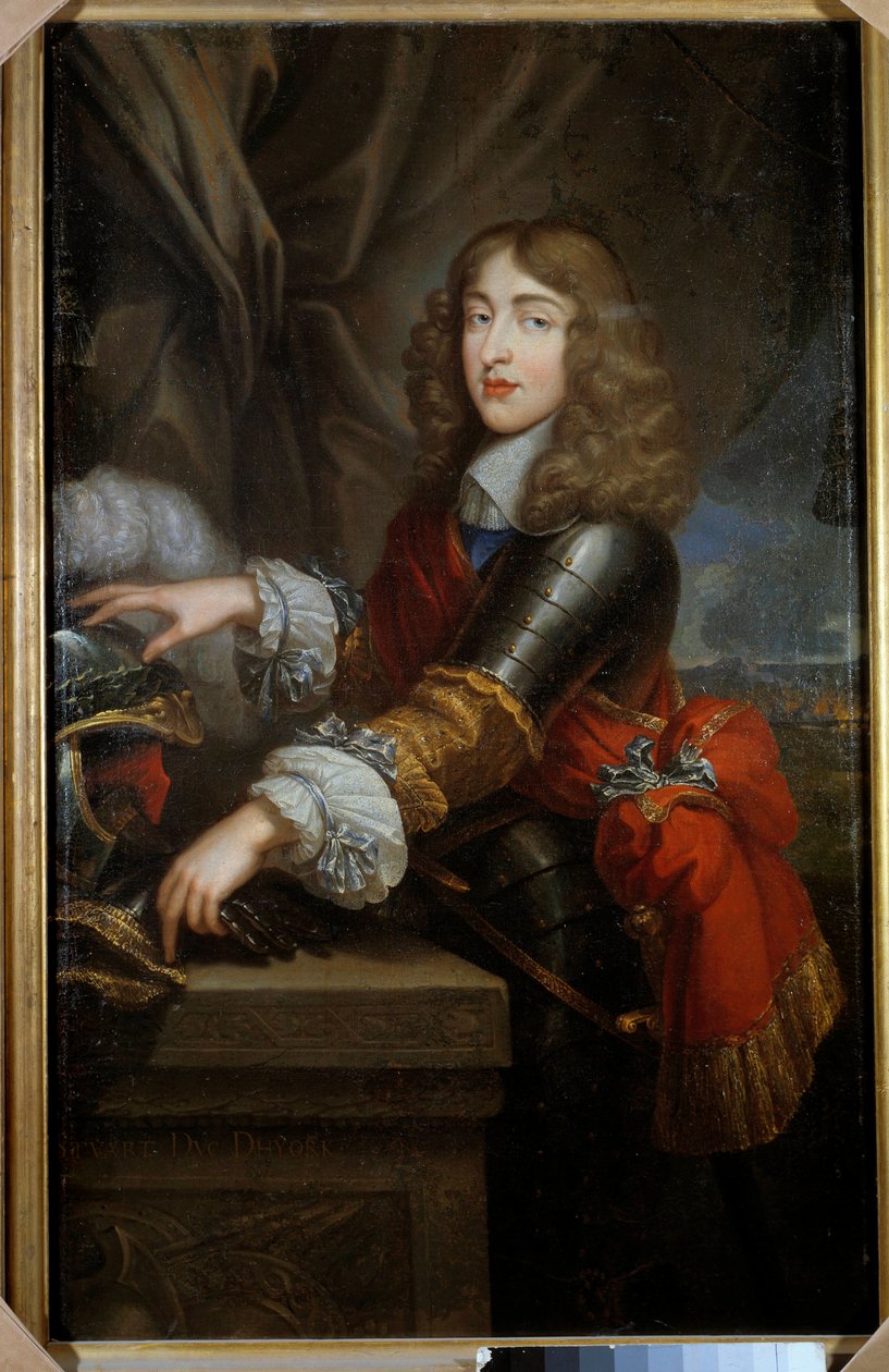 Muotokuva Stuartin talon prinssistä, entisestä James II:sta, Ison-Britannian ja Irlannin kuningas (1633-1701) Maalaus ranskalaisesta koulusta 1600-luvulla. Himmeä. 1,45 x 0,93 m. tekijältä French School