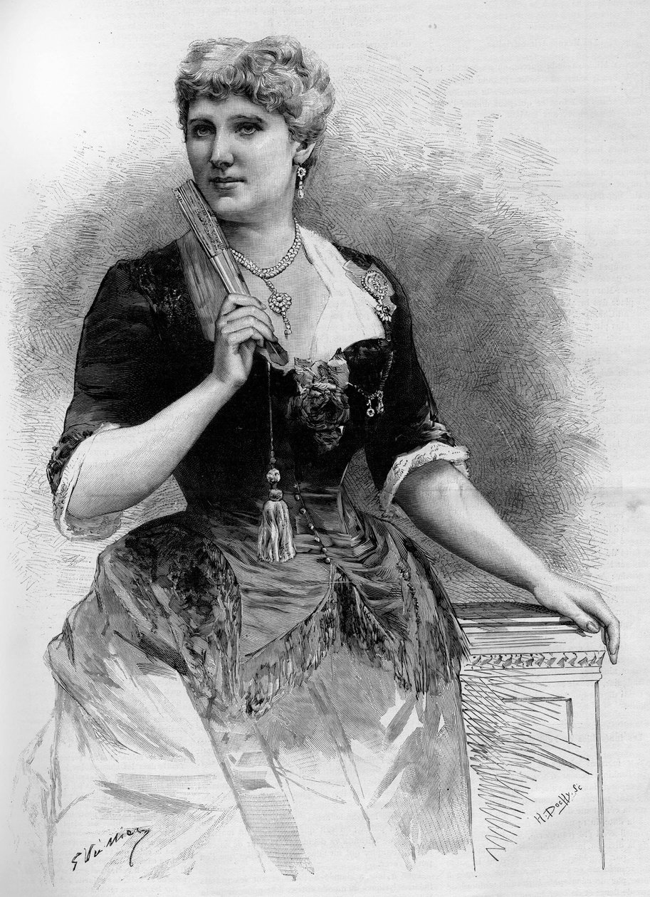 Ruotsalaisen sopraanon Christine Nilssonin (1843-1921) muotokuva Illustrous Worldissa 1887. tekijältä French School