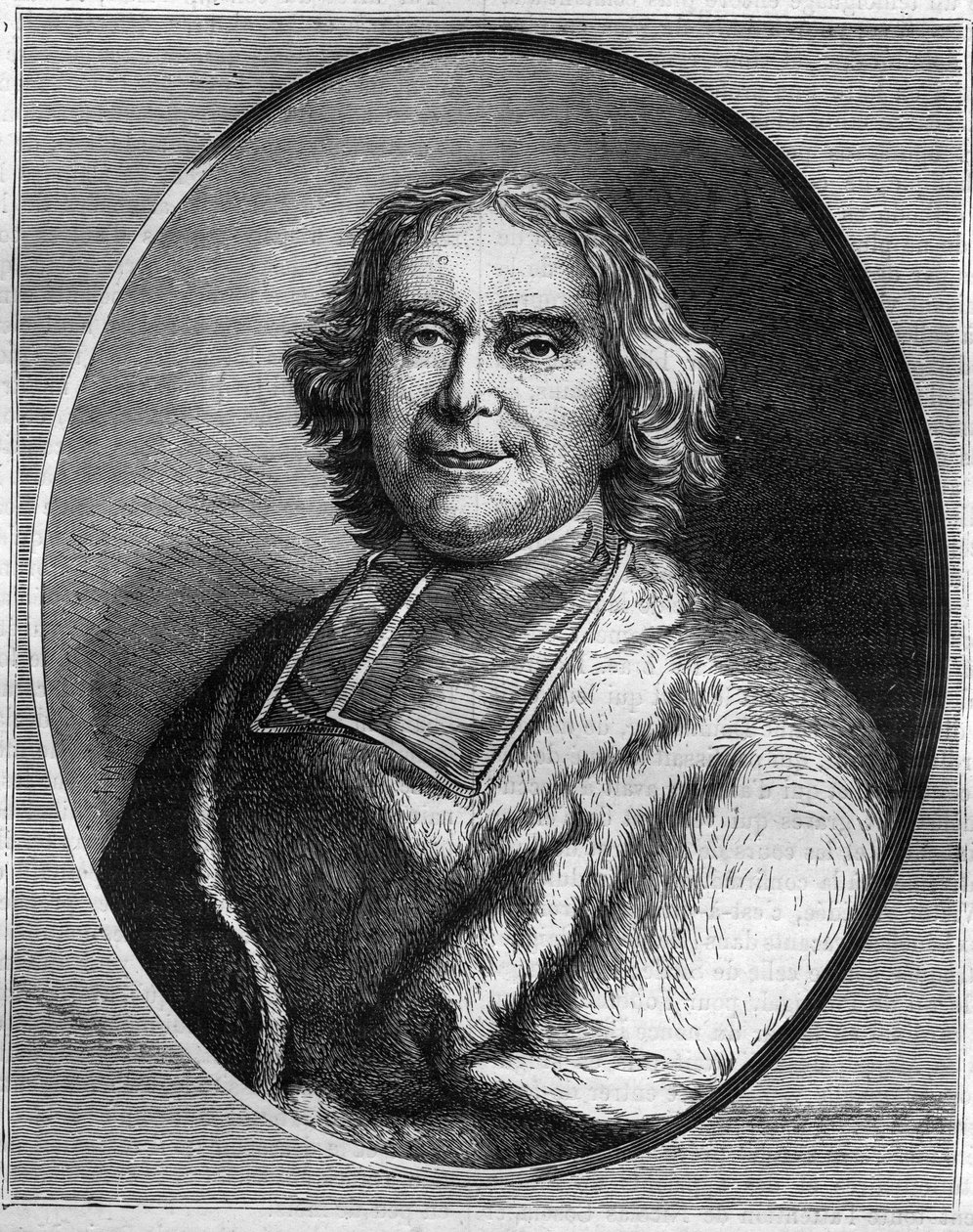 Andre Hercule de Fleuryn (1653-1743), kardinaalin, Ludvig XV:n pääministerin muotokuva. Kaiverrus Maurice Lachatren teokseen "Paavien-kuninkaiden-kuningattaren ja keisarien historia vuosisatojen ajan" tekijältä French School