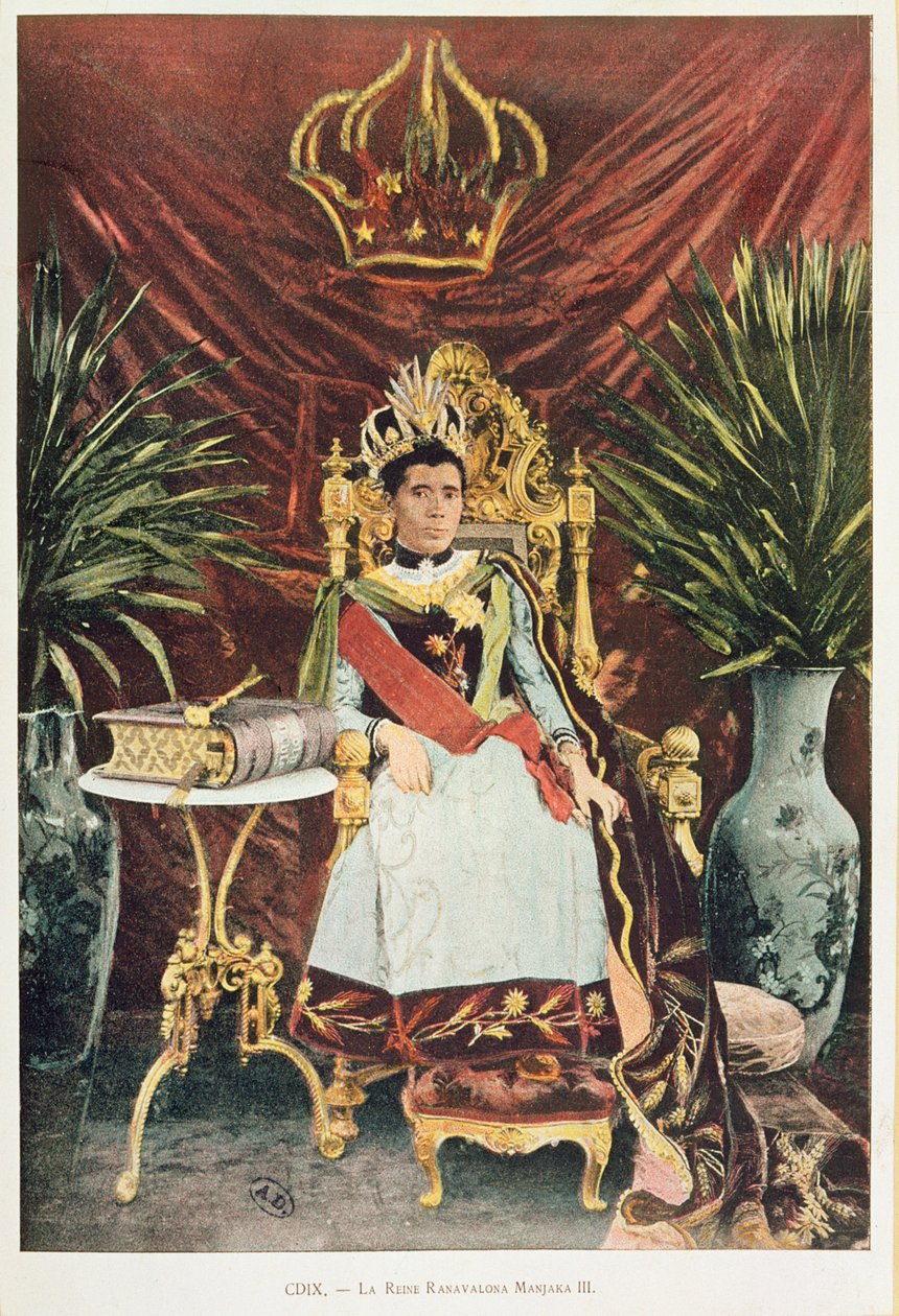 Muotokuva Madagaskarin viimeisestä kuningattaresta, Ranavalona III:sta (1862-1917), 1800-luvun loppu tekijältä French School