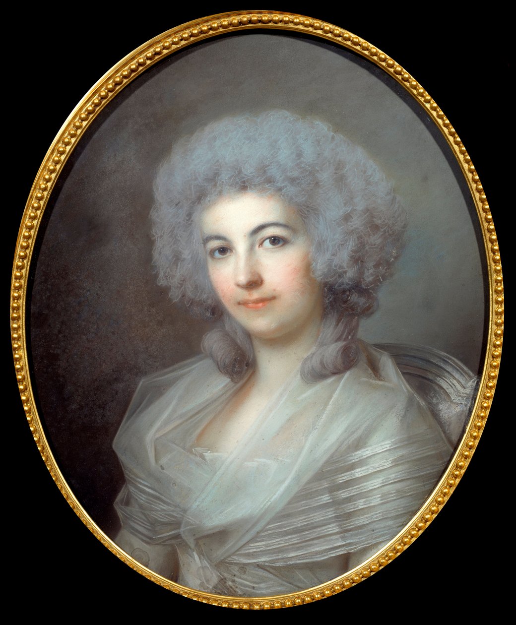 Pierre Choderlos de Laclosin vaimon muotokuva 1700-luvun ranskalaisen koulukunnan pastellivärinen maalaus. Aurinko. 0,55x0,45 m Amiensin Pikardian museo tekijältä French School