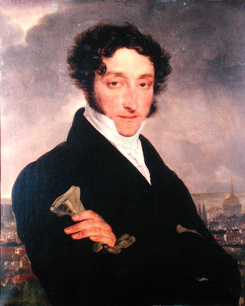 Muotokuvan oletetaan olevan Charles Nodier (1780-1844) (öljy kankaalle) tekijältä French School