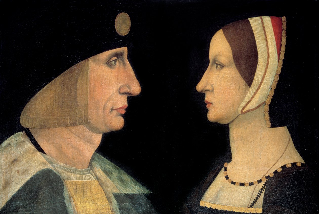 Kuningas Ludvig XII:n (1462-1515) ja Anne Bretagnen (1477-1514) muotokuvia Ranskan kuningatar Anonyymi maalaus. 16. vuosisata. Aurinko. 0,31x0,49 m Chantilly, museo Conde. - Kuningas Ludvig XII:n (1462-1515) ja Bretagnen Annen (1477-1514), Ranskan kuningat tekijältä French School