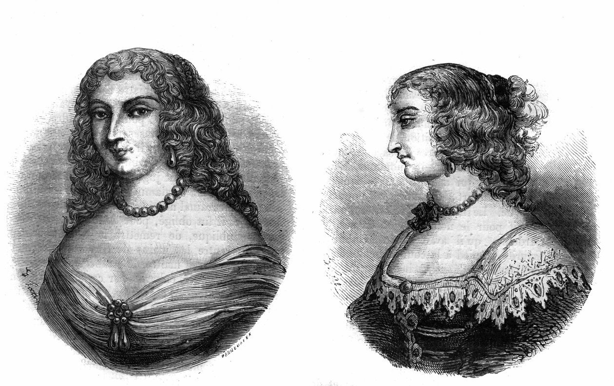 Muotokuvia "Mademoiselle de la Fayette (Louise de La Fayette 1618-1665) ja Mademoiselle de Hautefort (Marie de Hautefort) tekijältä French School