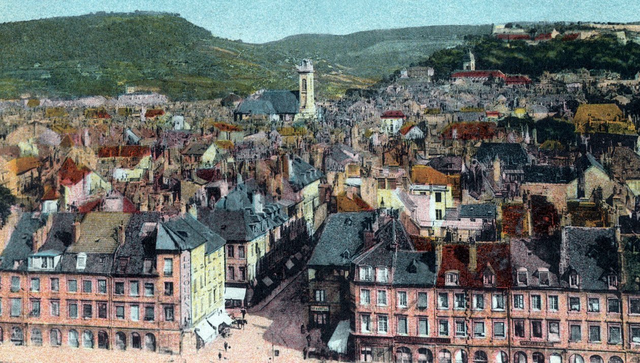 Postikortti maisemista Madeleine Towerista, Besancon, n. 1930 (väri litho) tekijältä French School