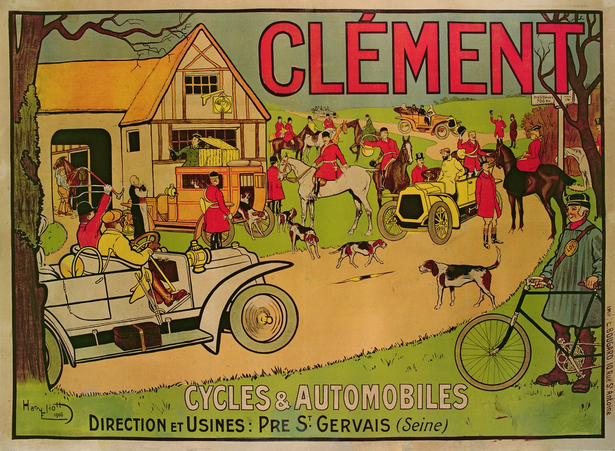Julistemainonta Pyörät ja autot Clement, Pre Saint-Gervais, 1906 tekijältä French School