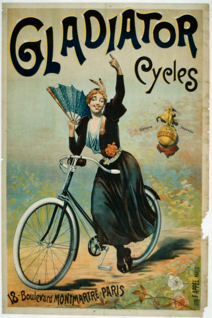 Mainosjuliste Gladiator Cycles, Boulevard Montmartre, Pariisi tekijältä French School